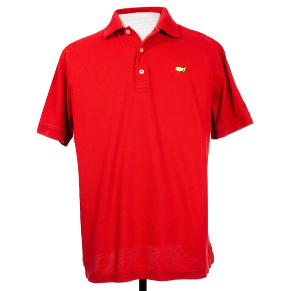 Augusta National Masters Mens L Red‎ Solid Logo Polo Shirt Cotton - Picture 1 of 7